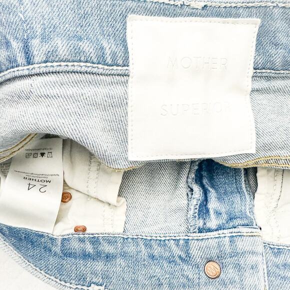 Mother Superior The Insider Crop Fray Thanks, Again Racer Denim Jeans Size 24 - Picture 6 of 11